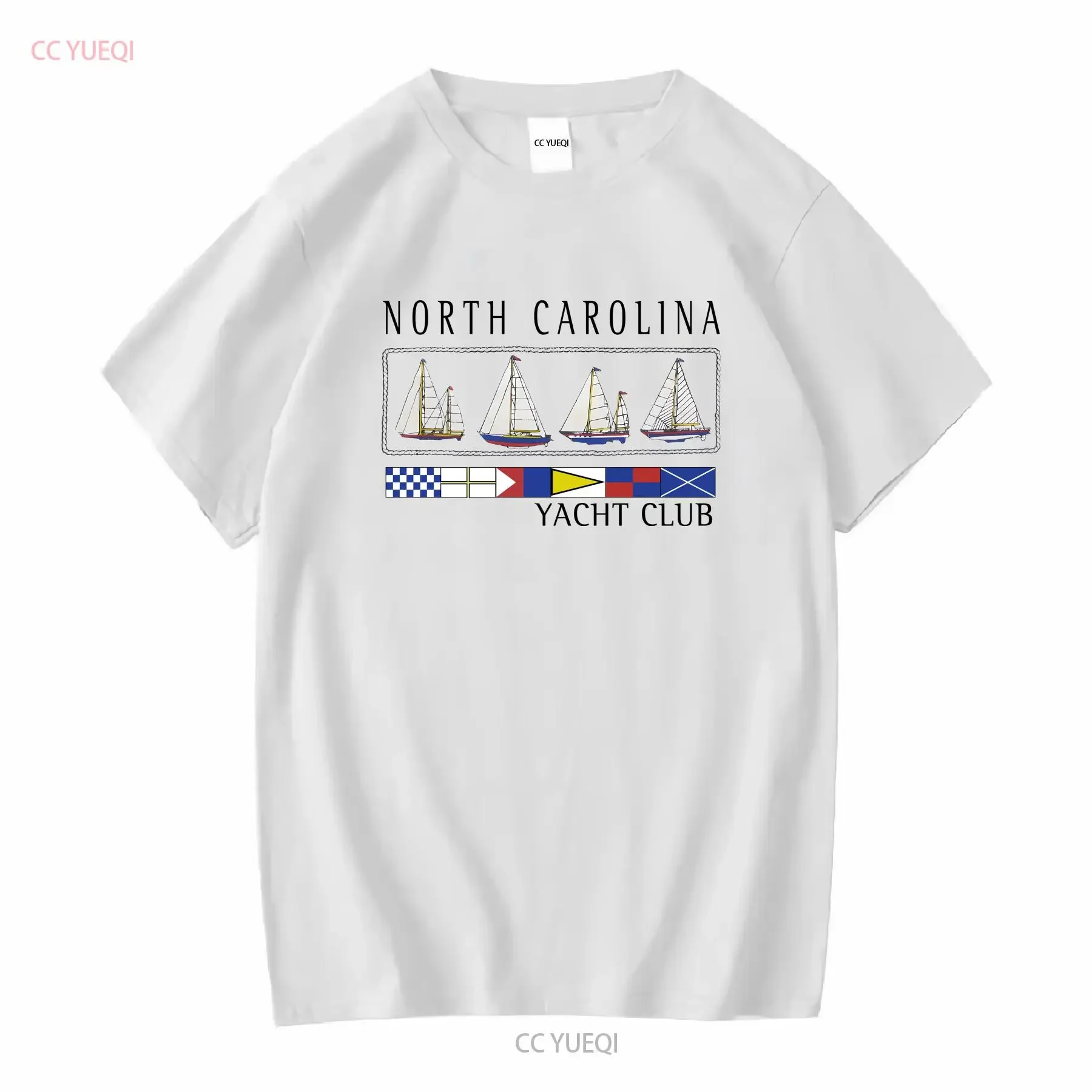 Vintage Fruit Of The Loom North Carolina Yacht Club T Shirt XL Beach vintage Washed fashion Stylish Breathable Versatile Soft