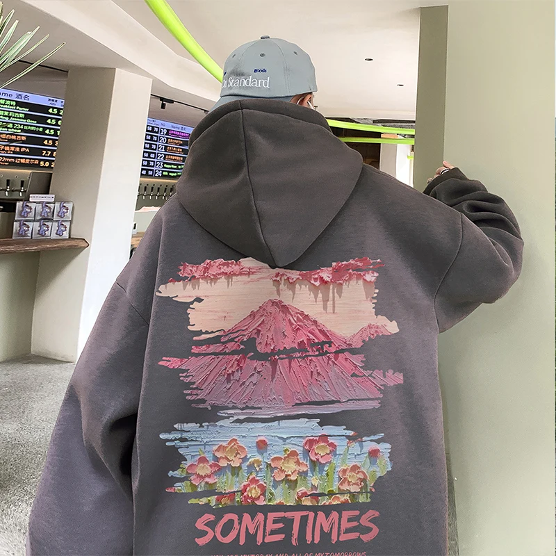 

Korean Fashion Graphic Hooded Sweatshirt Loose Baggy Hoodies for Men Women Vintage Y2k Clothing Streetwear 2023