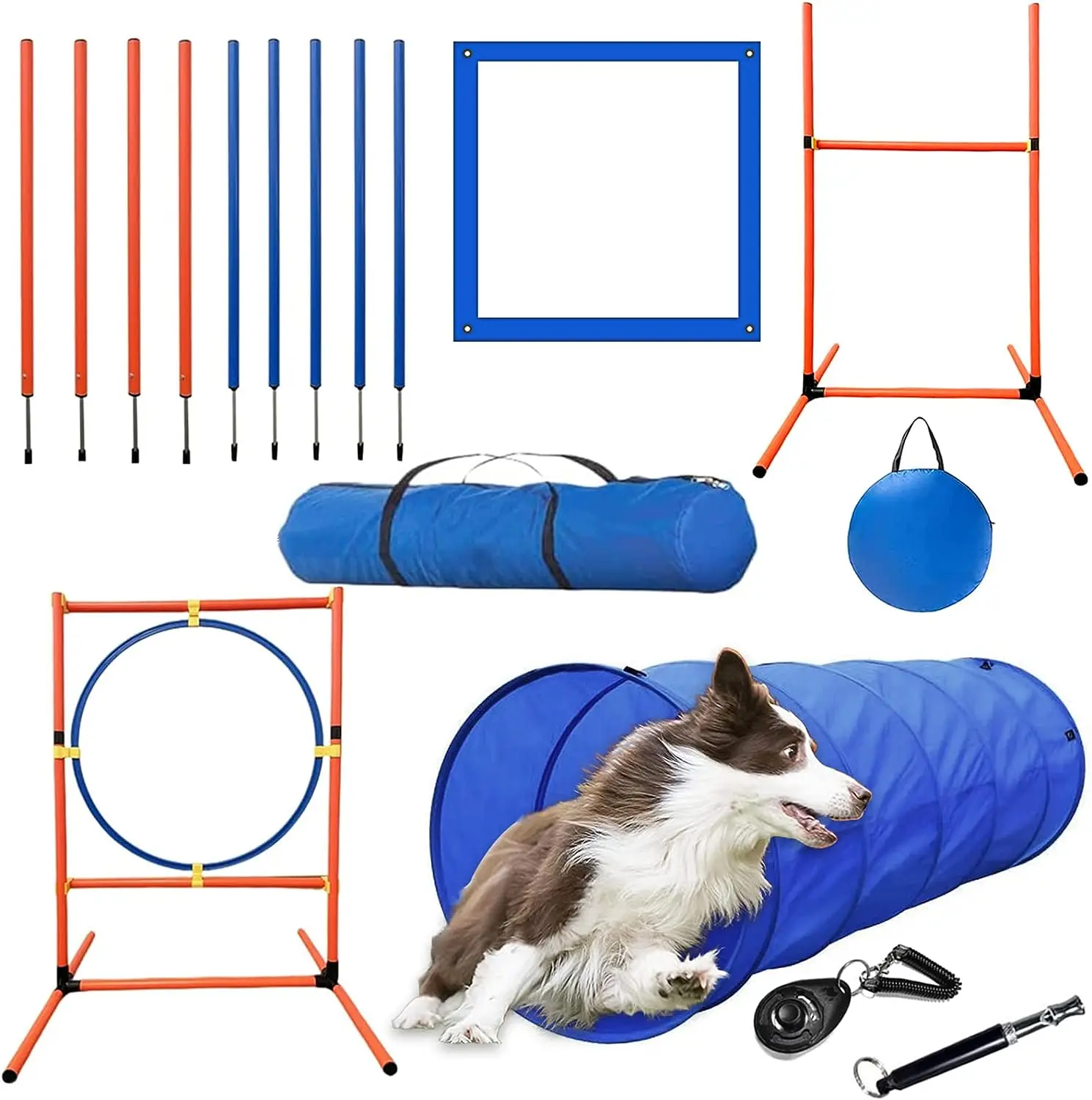 

72-piece Dog Agility Training Equipment Indoor Outdoor 72-piece Obstacle Course Starter Kit Customized Logo Train Pet Dog Blue