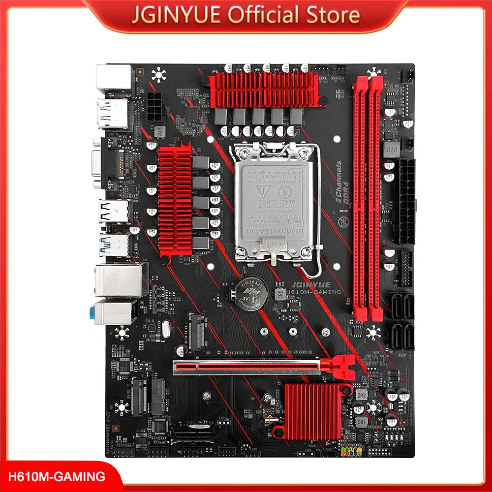 

JGINYUE H610M Motherboard LGA 1700 Support Intel Core i3/i5/i7/i9 12th 13th Processor Dual channel DDR4 1000M Lan H610M-GAMING