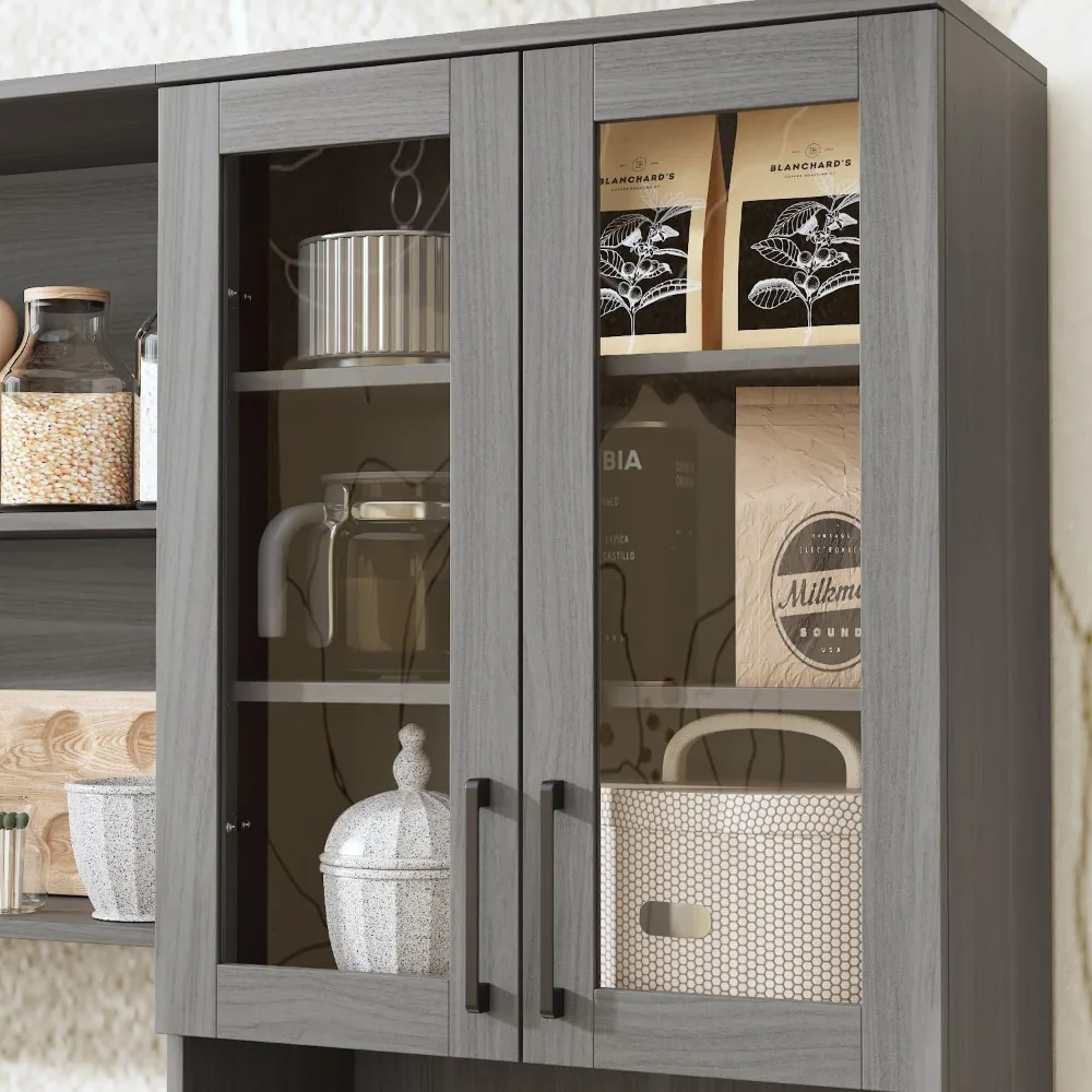 Sistema de almacenamiento de garaje grande con 12 cajones, juego de gabinete de taller con puertas de vidrio de 94,5" de ancho con encimera gruesa, estantería de utilidad