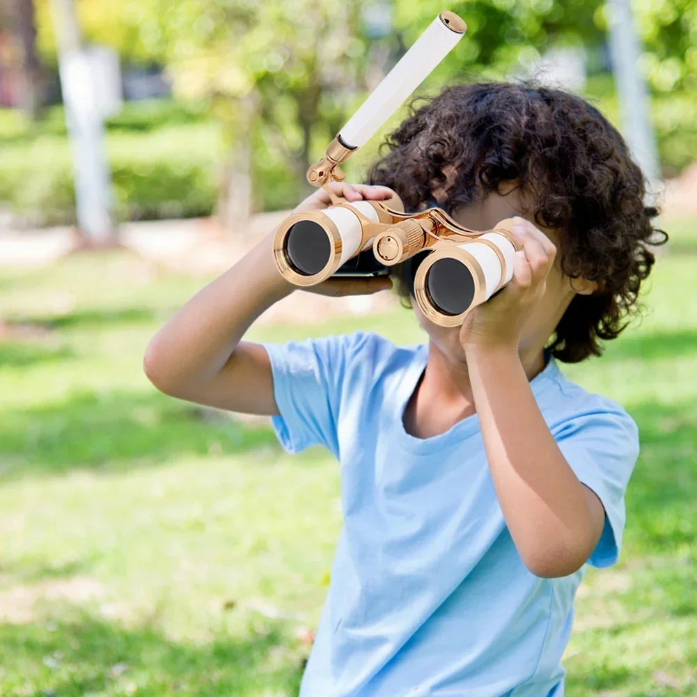 Telescopio binoculare da teatro 3X25 portatile per donne, ragazze, bambini, bianco