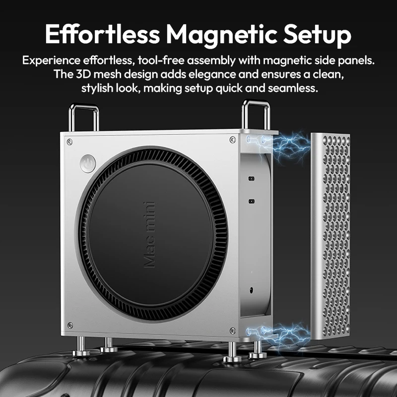 Чехол Ulanzi QT01 из алюминиевого сплава для Mac Mini M4/M4 Pro с гладкой полой задней частью и быстрым охлаждением