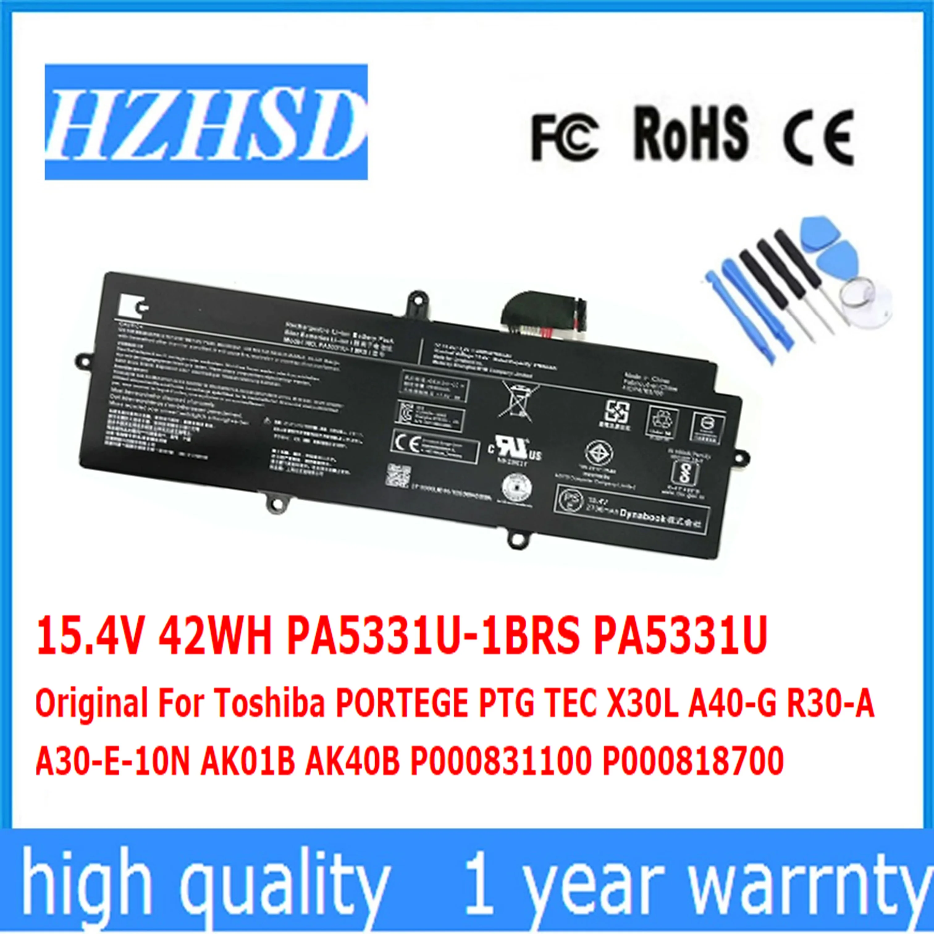 

PA5331U-1BRS PA5331U 15.4V 42WH Original For Toshiba PORTEGE PTG TEC X30L A40-G R30-A A30-E-10N AK01B AK40B P000831100 P00081870