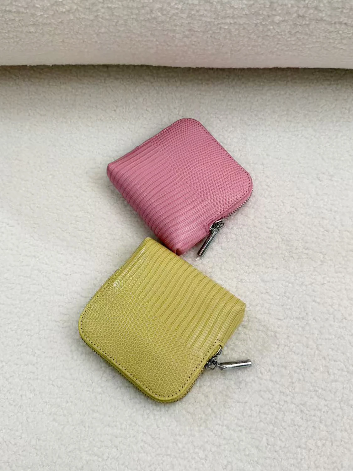 Top Layer Cowhide Lizard Pattern Jewelry Coin Purse Key Holder Card Wallet Handheld Bag Korean Style Zipper Closure Women's Bag