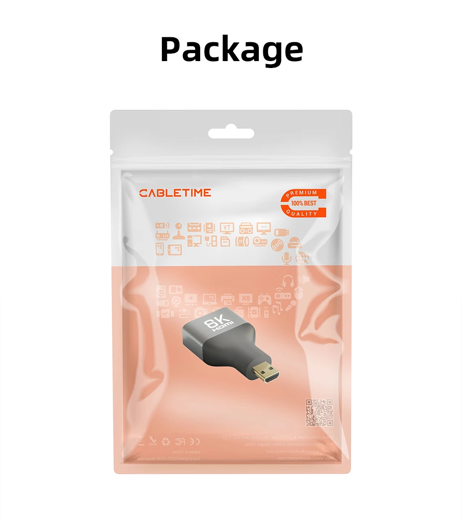 CABLETIME Mini-HDMI-Adapter Mini/Micro HDMI auf HDMI-Adapter 8K 60Hz für Raspberry Pi ZeroW Camcorder Laptop HDMI Mini-Adapter – Detail 21