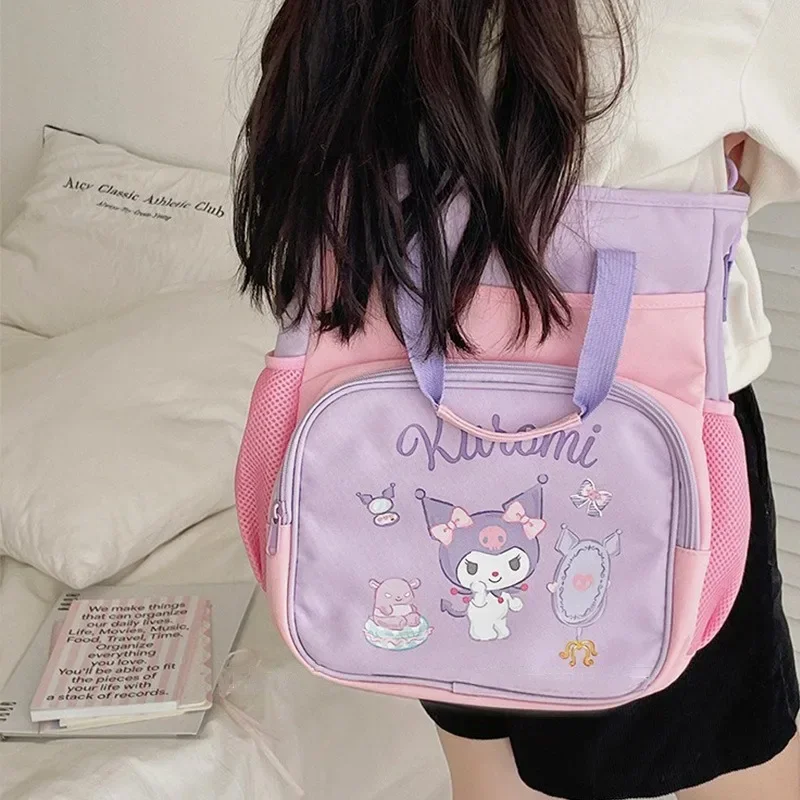 Sanrio New Large Capacity Tutoring Bag Back To School Anime Character Kuromi My Melody Accessories Kawaii Crossbody Schoolbag