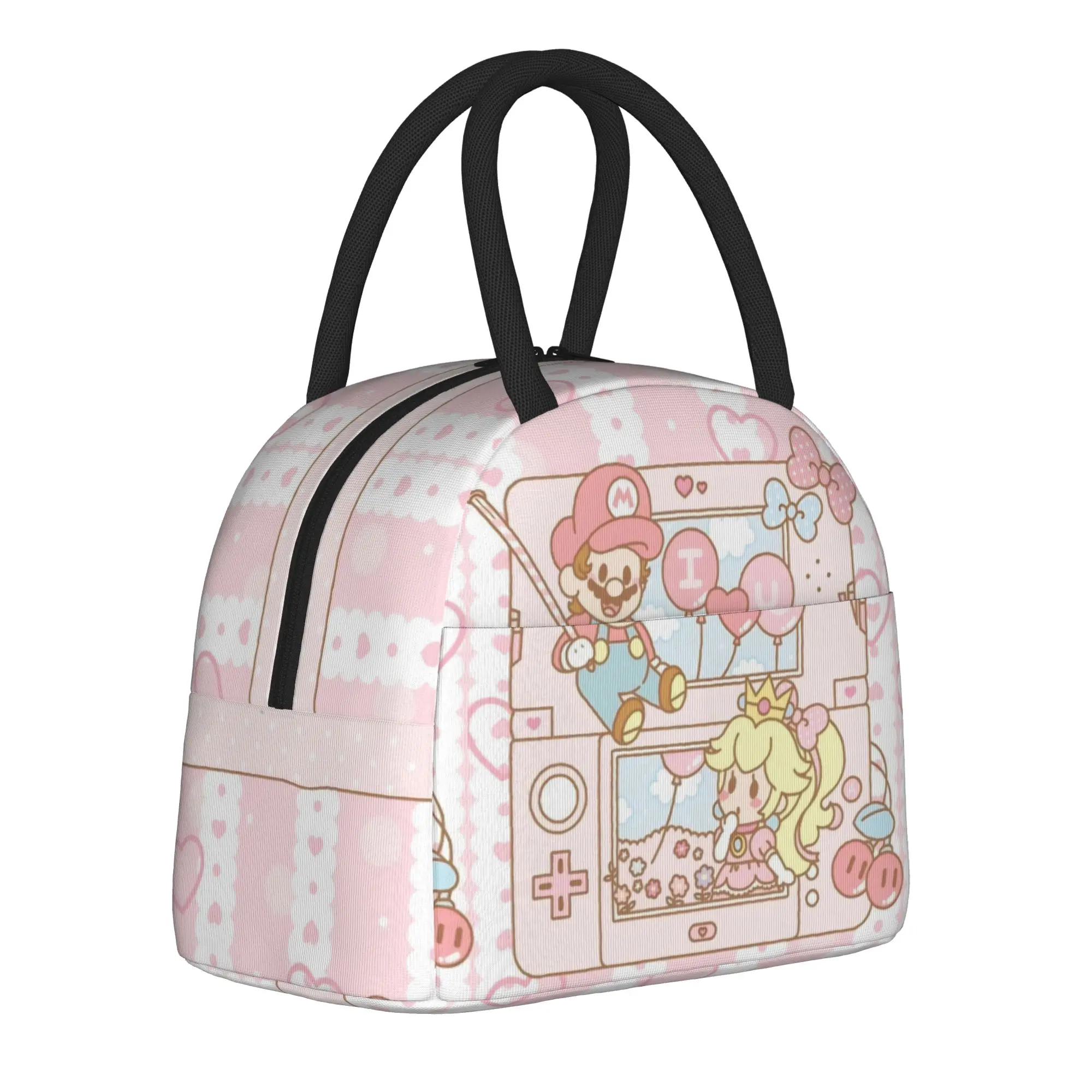 

Princess Peach Game Insulated Lunch Bag Cooler Bag Reusable,Meal Container Marios Large Tote Lunch Box Food Bag Work Travel