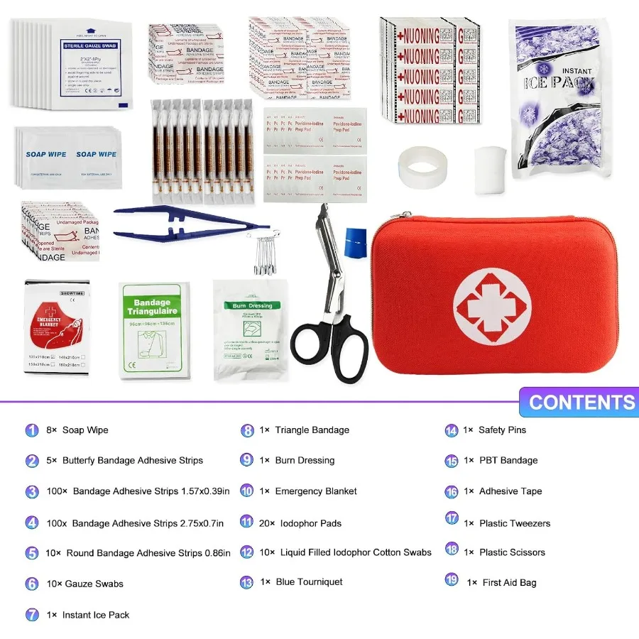 سيارة الإسعافات الأولية 275 قطعة بقاء والعتاد المنزل السفر حجم طقم الطوارئ الصغيرة التكتيكية المشي لمسافات طويلة إيفا التخييم أساسيات على ظهره Sp