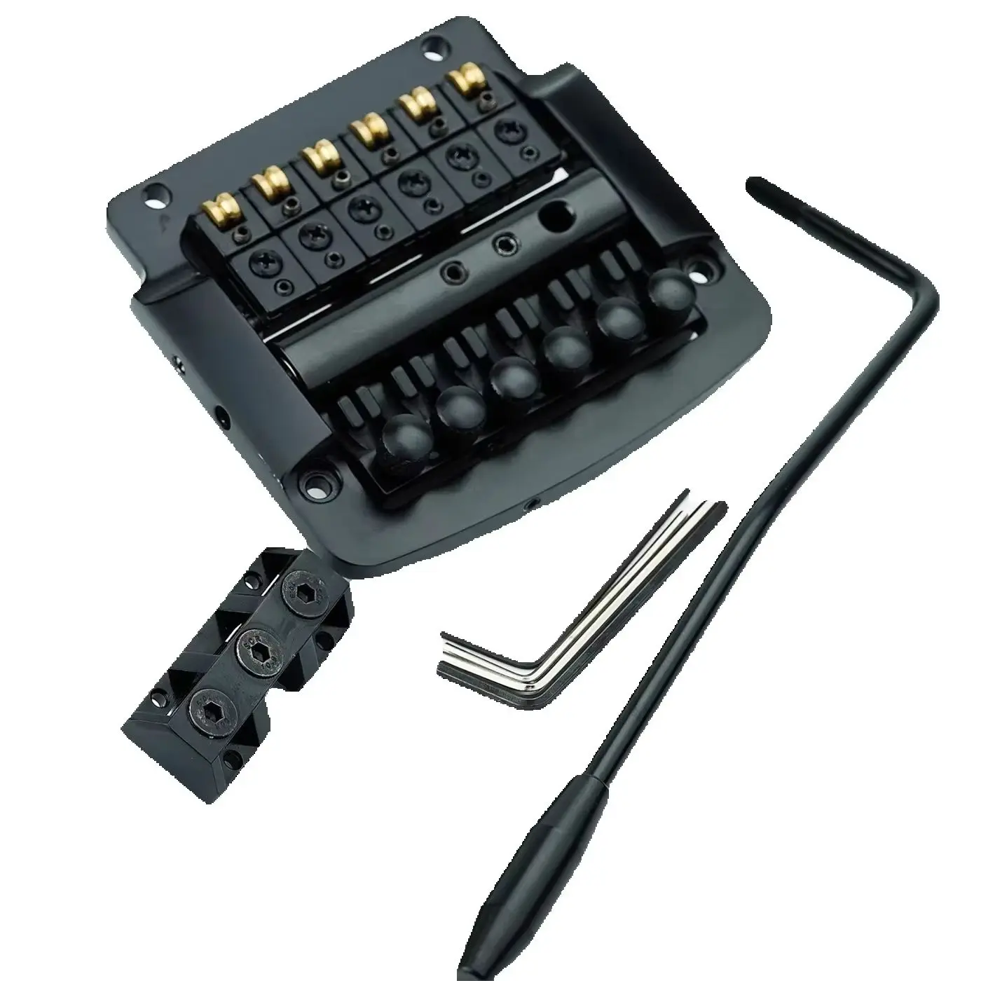Mostek tremolo do gitary z blokadą strun, czarny, chromowany, nowy model (BK) — Zdjęcie 2 z 2