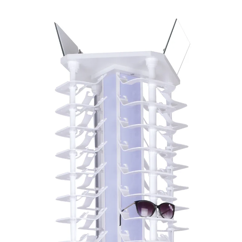 New rotating glasses display stand with lamp, supermarket shopping mall display stand, simple display case