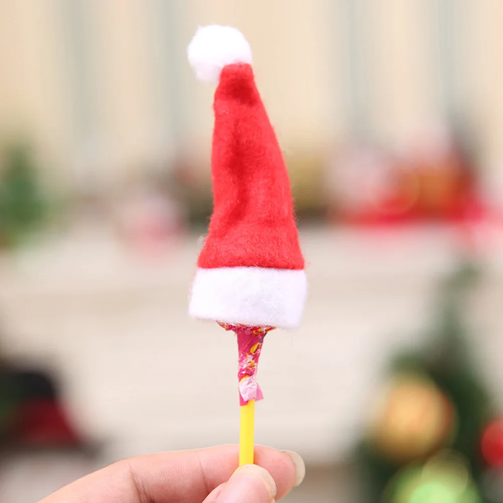 

Christmas Decorations Crafts Mini Santa Hat Candy Package Lollipop Hats Miniature
