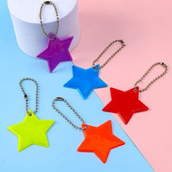 Creative Colorful Star Reflective Keychain Pendant Backpack Decoration Accessories Fashion Night Warning Star Keyrings Gifts