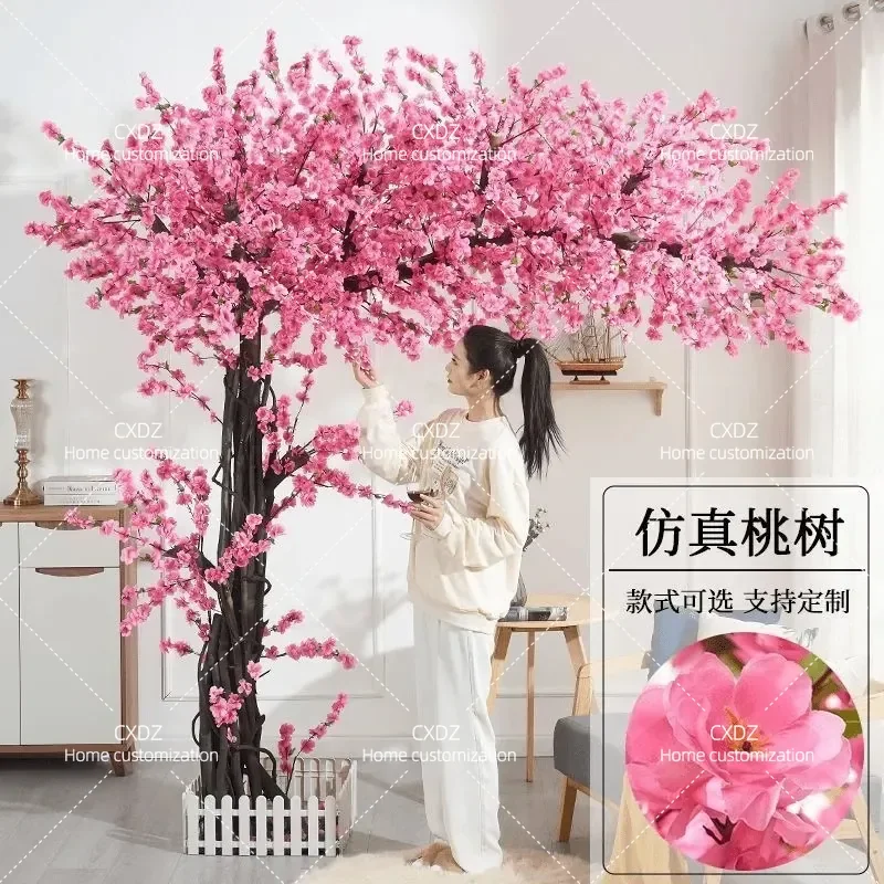 Simulation Peach Blossom Tree Artificial Cherry Blossom Large Fake Flower Plant for Home Wedding Party Decoration Wishing