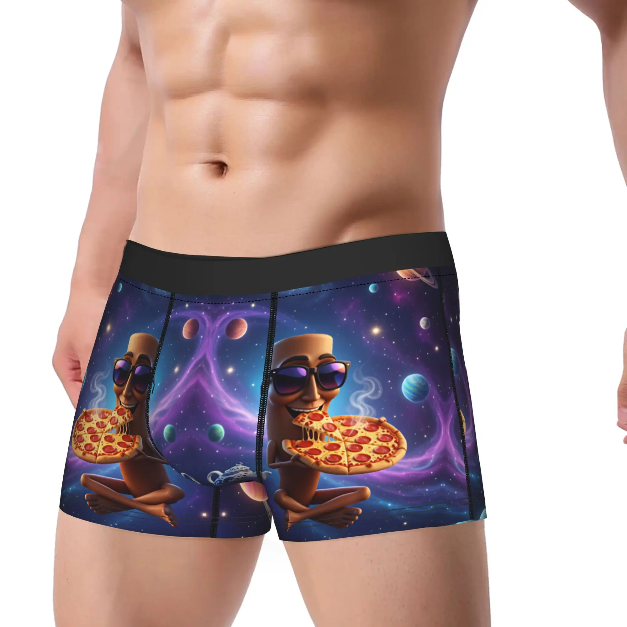 Tung Tung Sahur Pizza Space Galaxy Funny Meme Shorts Briefs  Underwear Hot Sale Men Sexy Soft Trunk Printing Oversize Underpants