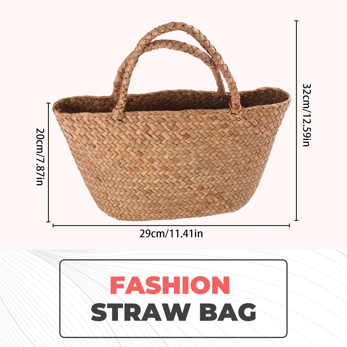 Borsa di paglia casual durevole Borse tote in vimini naturale Borsa intrecciata da donna per mini borse in rattan intrecciato fatte a mano da giardino