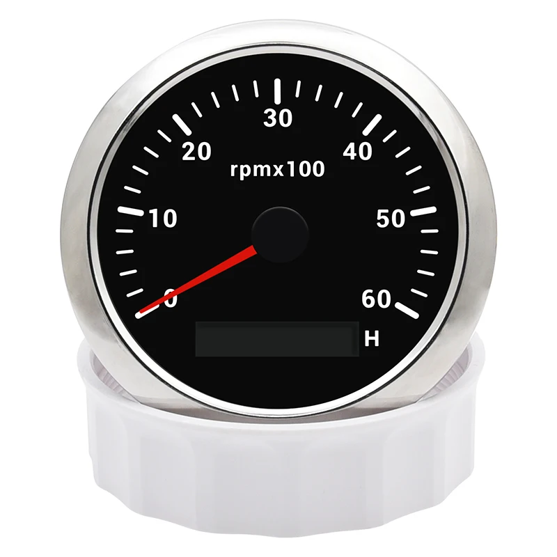 AD 85MM Tachometer with LCD Hour Meter For Marine Boat Car RPM Gauge 0-6000 RPM Meter Tach Sensor 7Colors Backlight