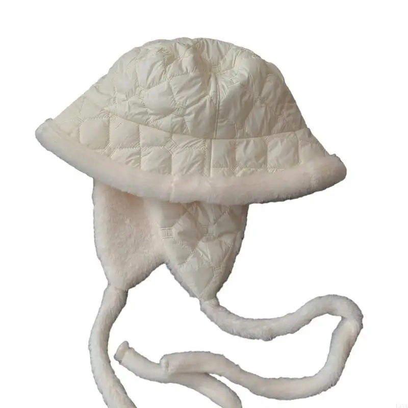 L5YA 軽量バケットハット耳保護帽子大人の厚いぬいぐるみ帽子冬暖かいキャップ