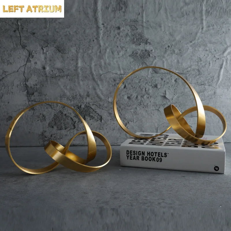 Creative Gold Crafts Knot Golden Line Hollow Out Metal Figurine Winding Rope Decorative Figurines Home Decoration Accessories