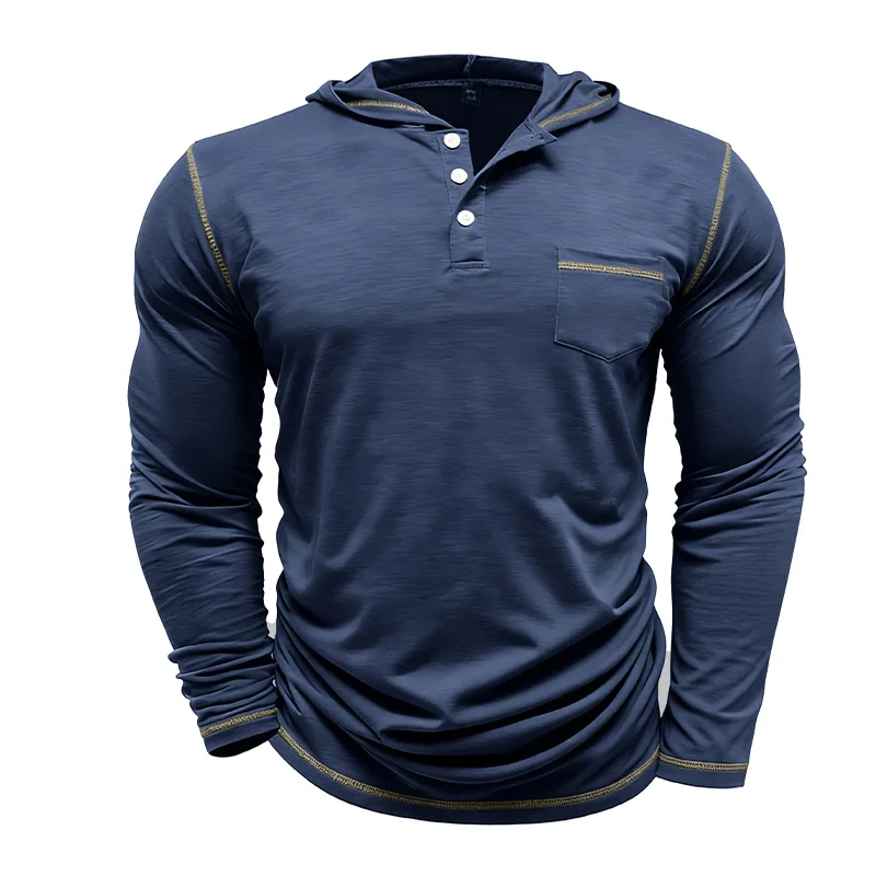 

Men's Long-sleeved Polo Shirts European and American Men Hooded T-shirts American Tops for Men