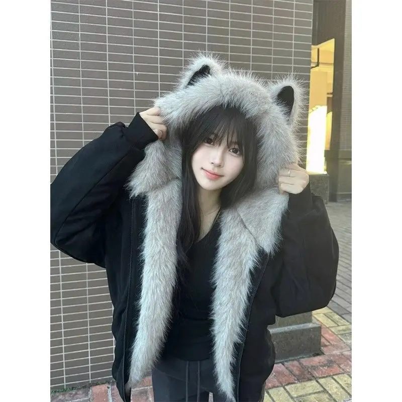 

Парка женская Y2K, модная, в стиле студенческого кампуса, свободного кроя, оверсайз, с уличным и городским стилем