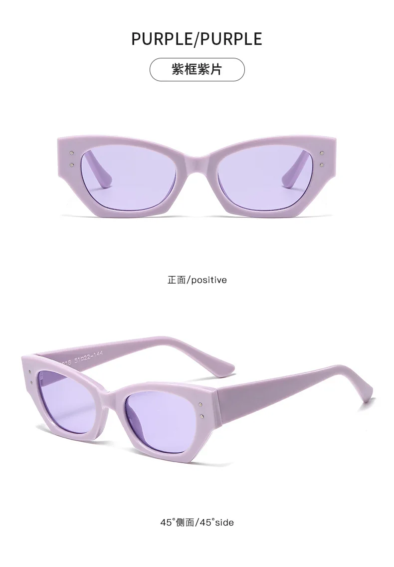Vintage Kleine Niet Cat Eye Sonnenbrille Frauen Mode Marke Luxus Designer Polygon Sonnenbrille UV400 – Detail 12