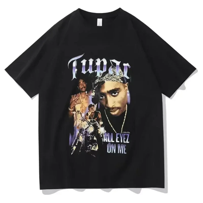 Koszulka z nadrukiem rapera Tupaca 2Pac, hip-hop, streetwear, oversize, z długim rękawem, moda lato 2025, męska, damska i dziecięca, bawełniana.