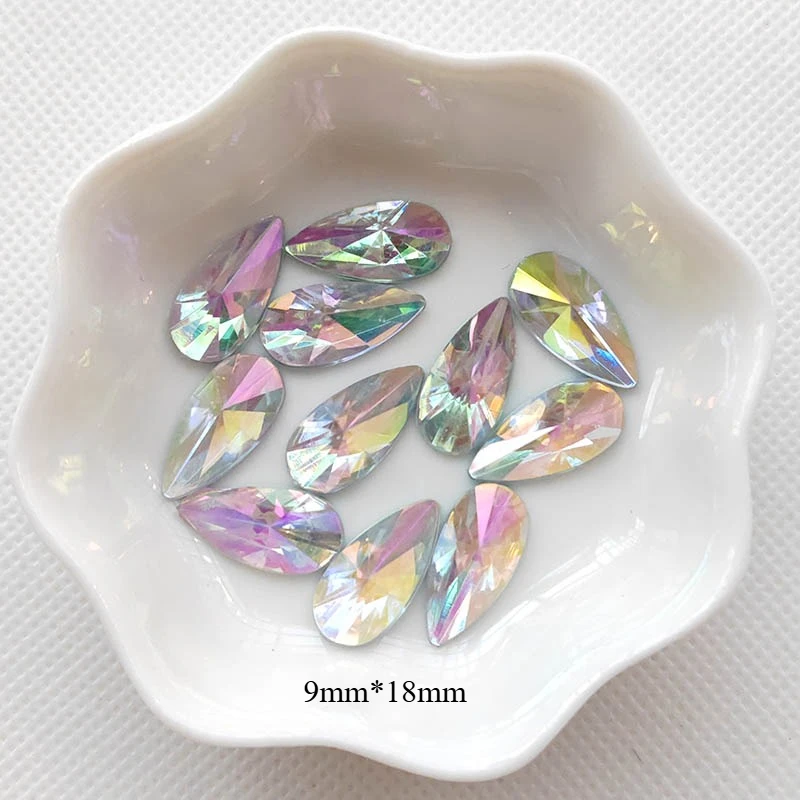 Acrylic teardrop flat - back pointed - bottom artistic rhinestone, used for nail art and crafts, high-quality acrylic rhinestone