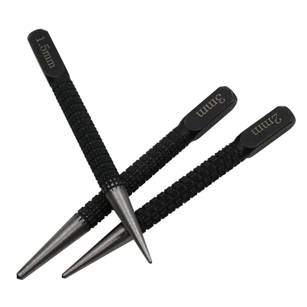 3Pc Center Punch Positionering Ponsboring Fixer Zwart Cilindrische Nail Punch Pin Tool Accessoires 1.5Mm/2Mm/3Mm