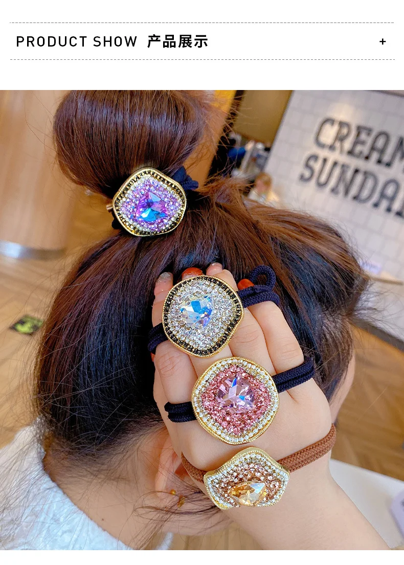 

Irregular Rhinestone Hair Tie with High-Elastic Band Women's Minimalist Ponytail Hairband Single Hair Tie with Hair Accessory