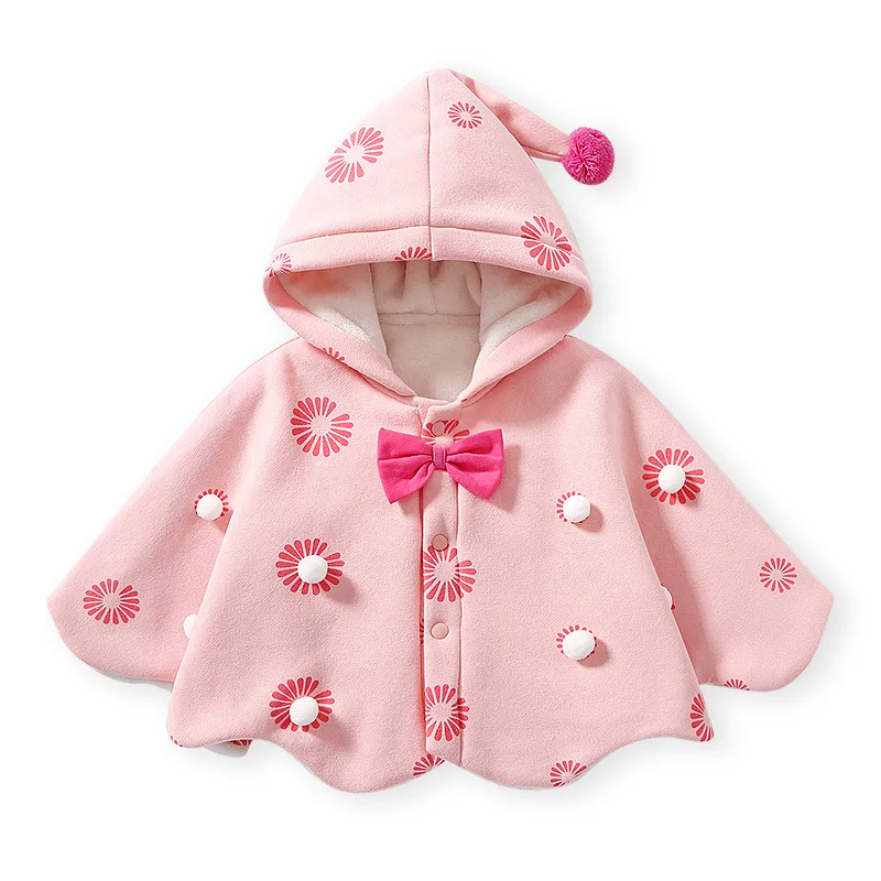 

Новинка 2025 года, детский прогулочный плащ, зимняя одежда для девочек, маленькая бархатная толстовка с капюшоном принцессы и веером, детская ветрозащитная и бархатная обнимашка