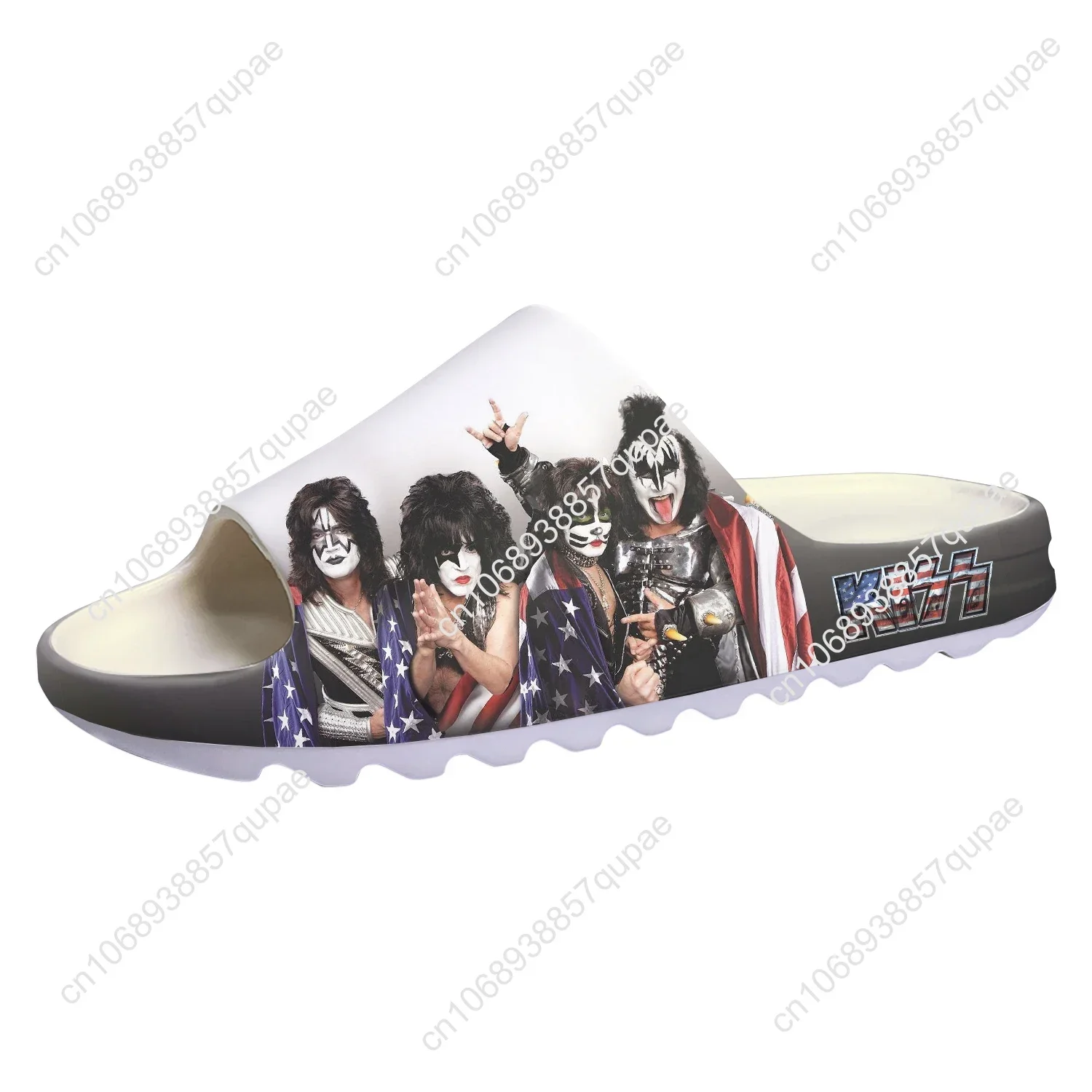 Heavy Metal Kiss Rock Band Soft Sole Sllipers Home Clogs Mens Womens Teenager Custom Made Sandals Water Shoes On Shit  Step in
