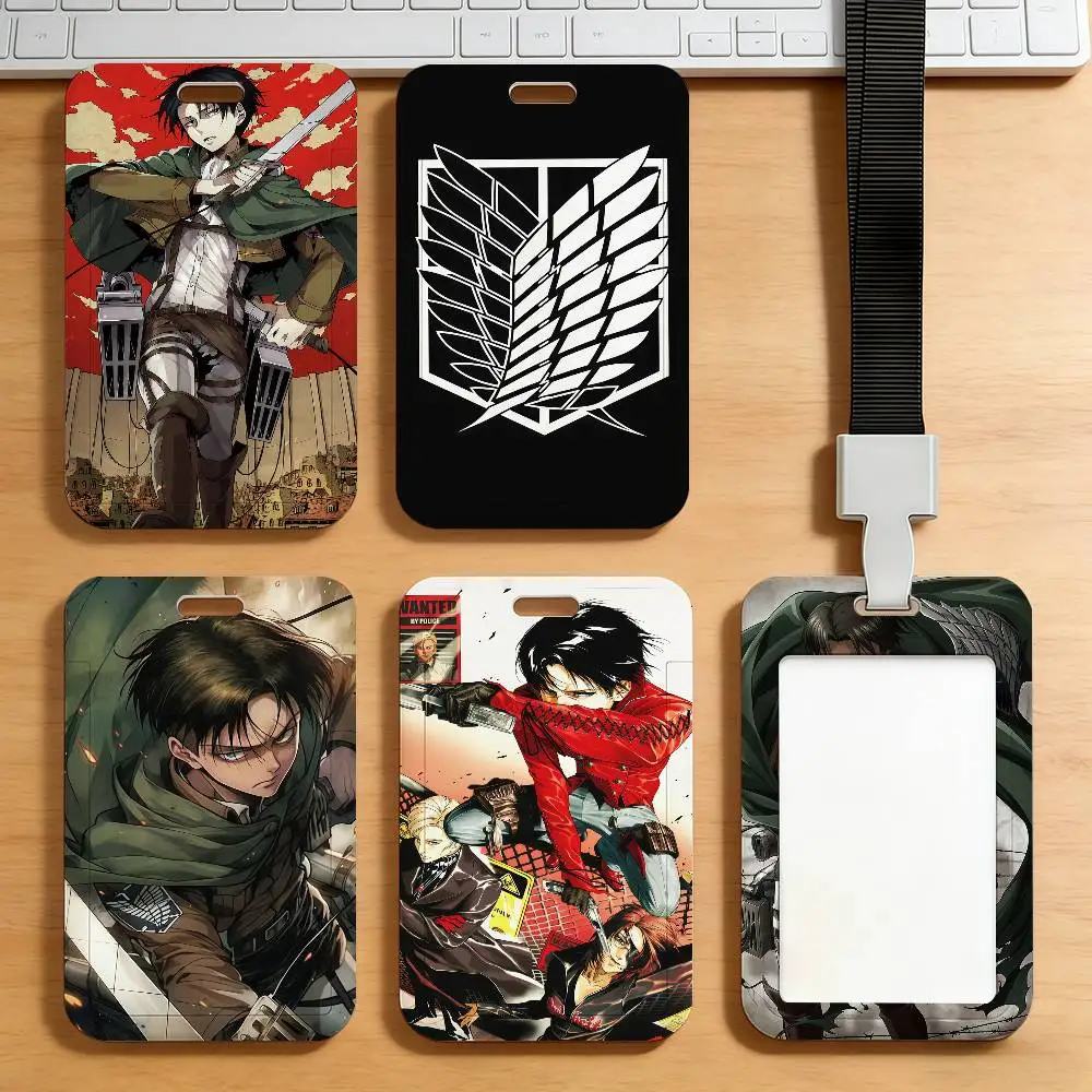 Anime Characters Levi  Attack on Titan Card Holder Work Permit Access Bus Subway Cards Protective Sleeve