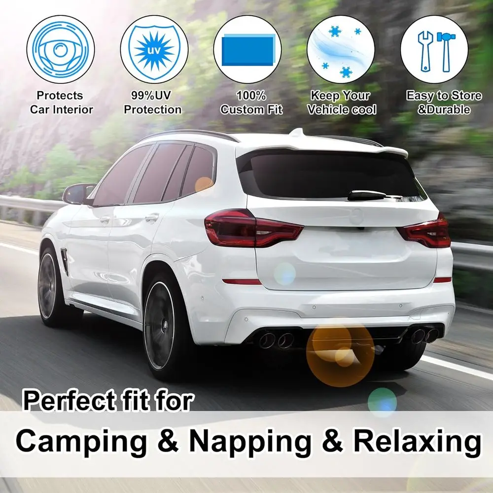 Custom Fit Foldable Sunshade for 2018-2024 X3, Full Set Privacy Protection, Keeps Car Cool