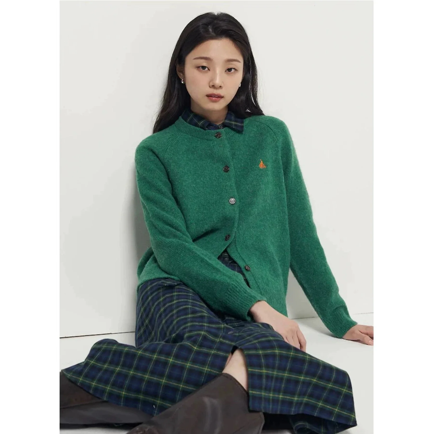 Limão queijo bp25 inverno casual versátil redondo ne cor faculdade sle aberto malha de lã cardigan malhas femininas