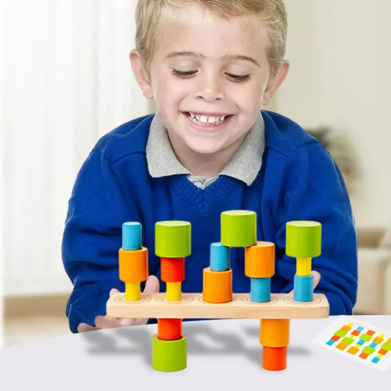 Bloques de construcción Montessori para niños, juguetes apilables, juegos de mesa para niños pequeños, juguetes de clasificación de Color, habilidades motoras finas interactivas para