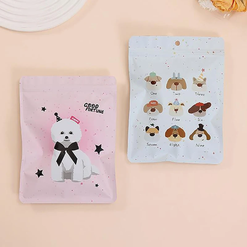 

10pcs Cartoon Cute Dog Snack Ziplock Bag Biscuits Candy Small Packaging Bag Party Hand-Made Snack Packaging Bags Home