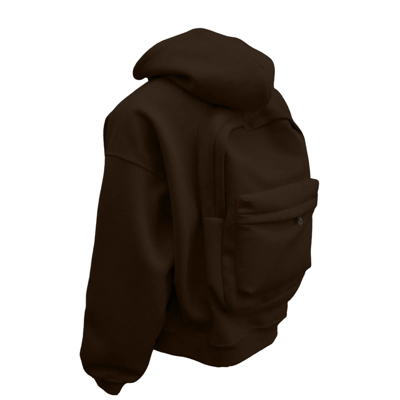 Street Style Backpack Hoodies Men Loose Zip Hooded Sweatshirt Attached Bags and Pockets Y2K Style Integrated School Bag Hoodie