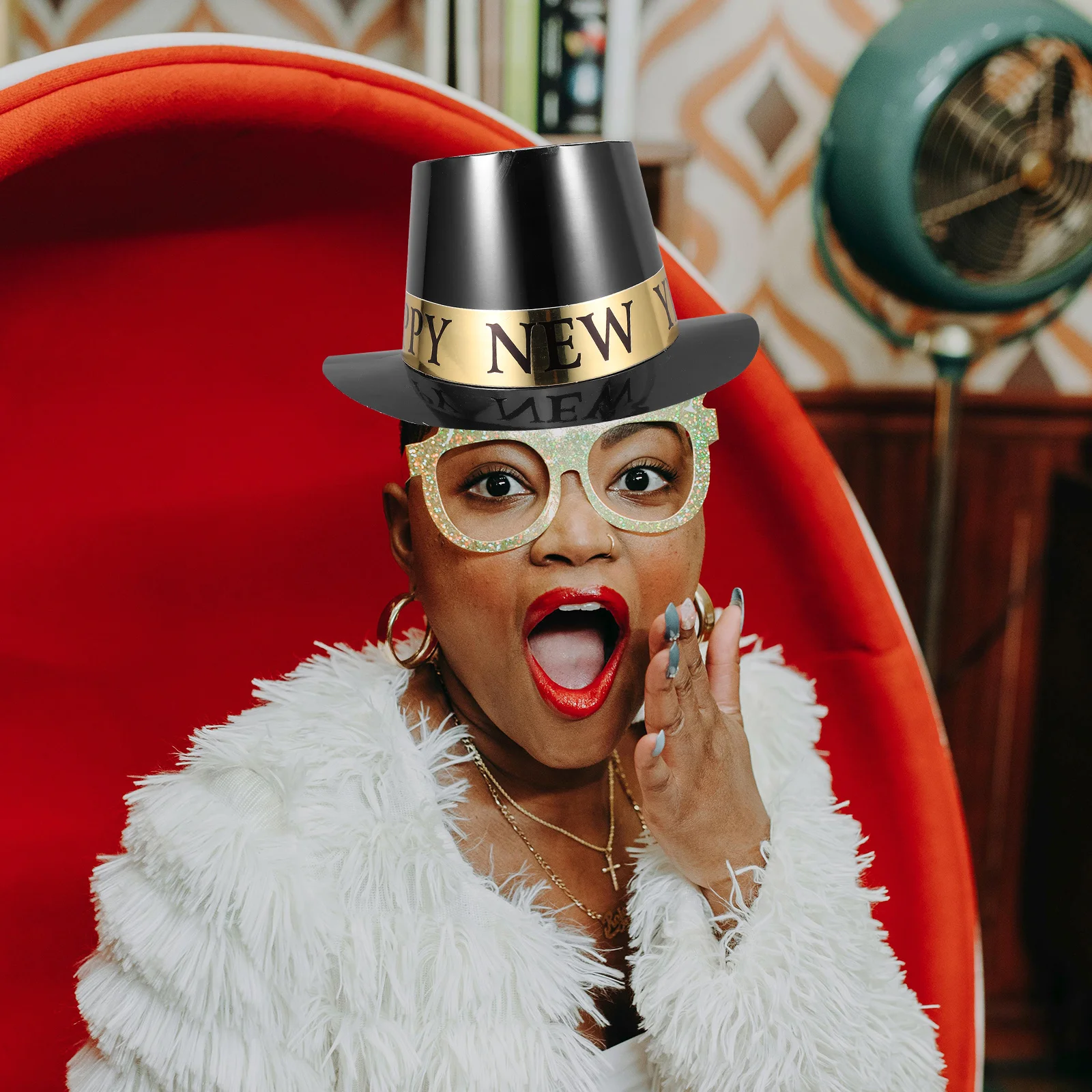 

6Pcs Black Gold Top Hat New Year Hats for Adults Elegant Party Paper Cap Celebration Decorations Happy New Year Eve Supplies