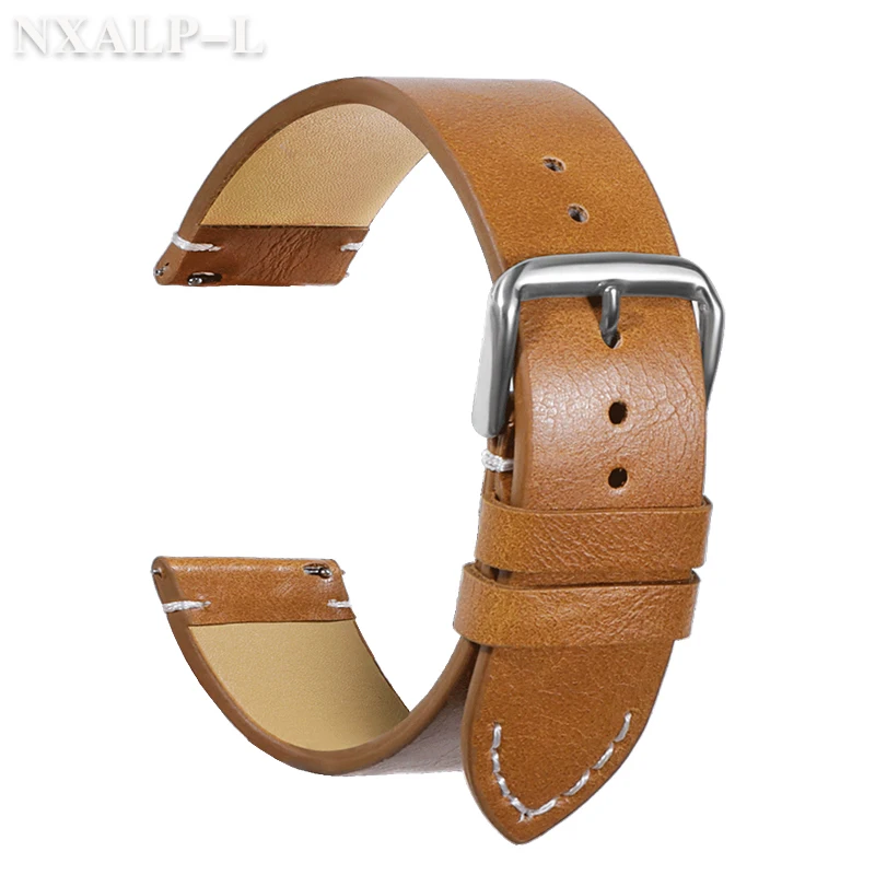 الإفراج السريع حزام الساعات خمر حزام من الجلد الطبيعي 18 مللي متر 20 مللي متر 22 مللي متر 24 مللي متر خياطة الرجال النساء الأعمال العالمي معصمه