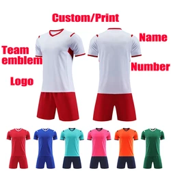 Football uniform customization Football training jersey Green clothes Adults and Kids Soccer Clothes jersey Sets Short Sleeve