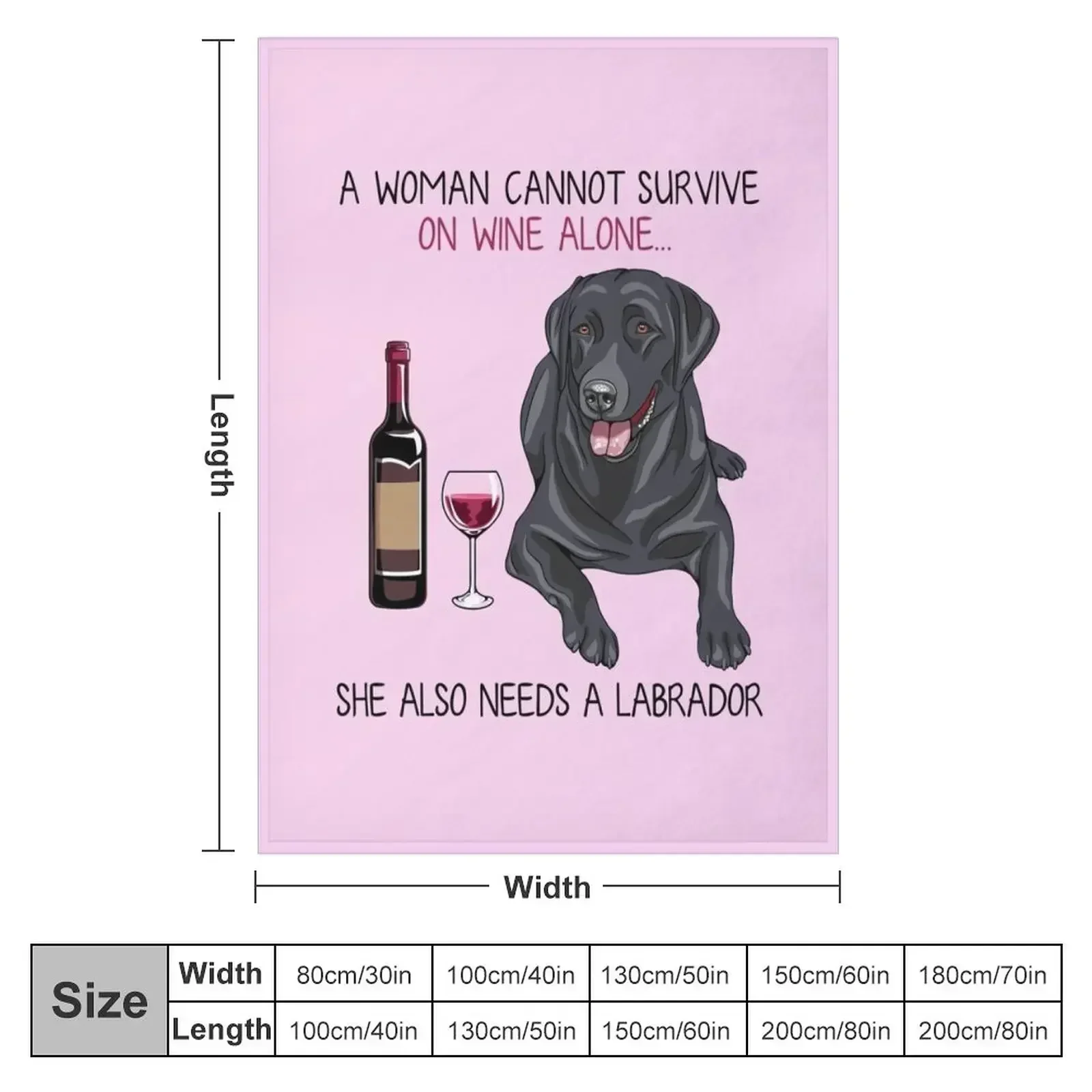 Labrador and wine Funny dog Throw Blanket couch cozy soft plush fuzzy picnic outdoor blanket