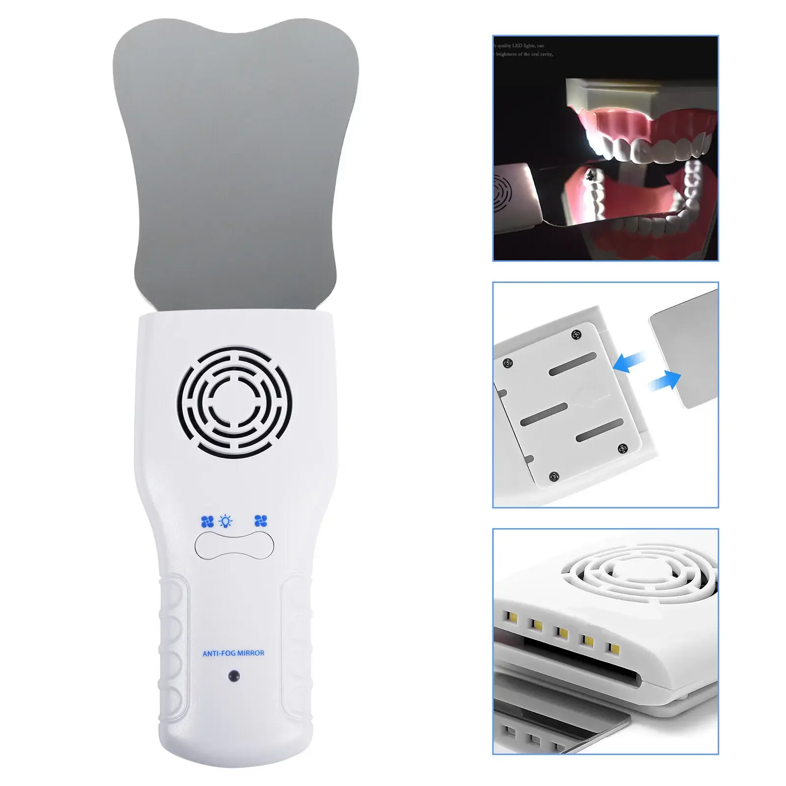 Dental Orthodontic Image LED Mirror Stainless Steel Fog Free High Hardness Obervation Reflector