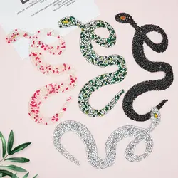 Color Snake Heat Sticker On T-shirt DIY A-levels Iron On Transfers For ClothingSparkling Washable Rhineston Patch On Clothes Top