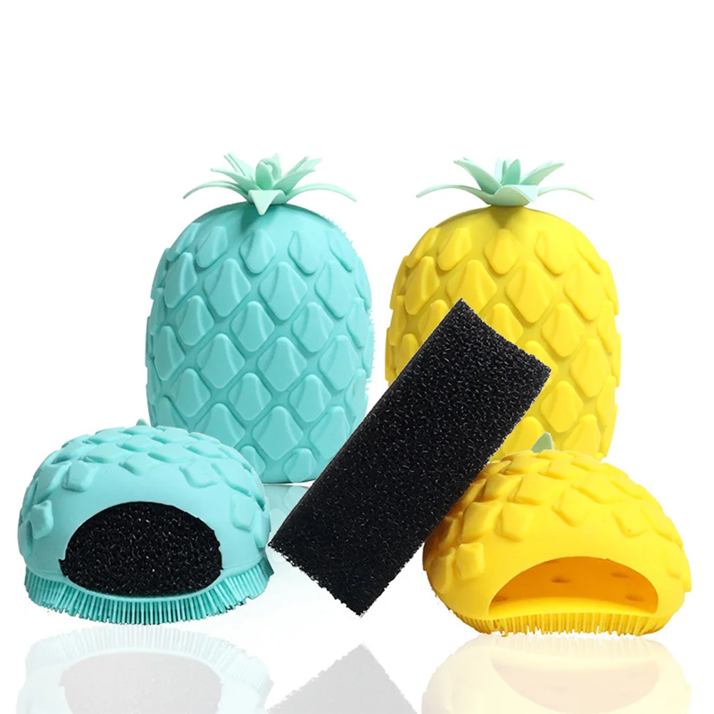 

1Pcs Yellow Pineapple Silicone Washing Brush Food Grade Material Bath Scrubber for Family Easy to Dry