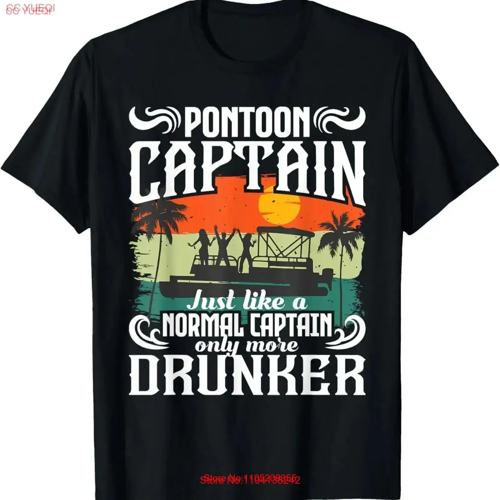 عائم الكابتن مضحك قارب عائم حزب تي شيرت خمر غسلها تنوعا مصمم الملابس أعلى للارتداء اليومي عارضة #1