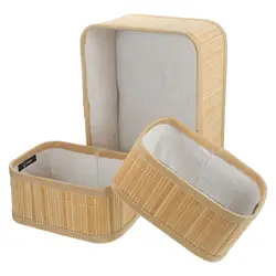 3pcs Rattan Storage Basket Bamboo Woven Basket Desktop Storage Bins Clothing Toy Sundries Organizer 1pc Large 2pcs Small