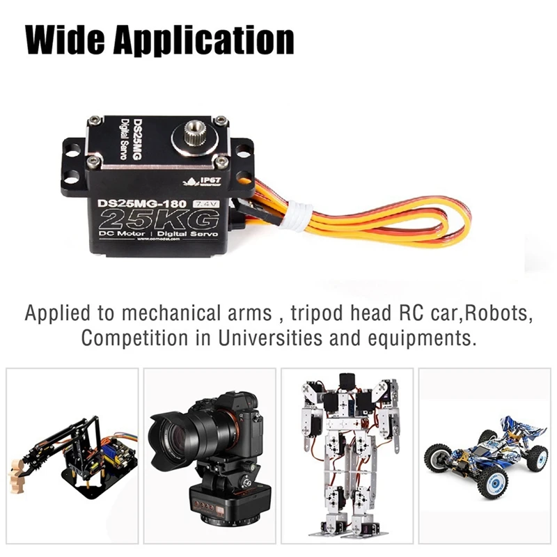 Servo motor digital à prova d'água, 25kg, alto torque, engrenagem de metal, para carro rc, robô, braços mecânicos