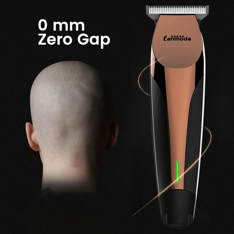 Lanmoda Electric Hair Trimmer 0mm Zero Gapped Carving Clipper Detailer Barber Professional Cordless Finish Hair Cutting Machine