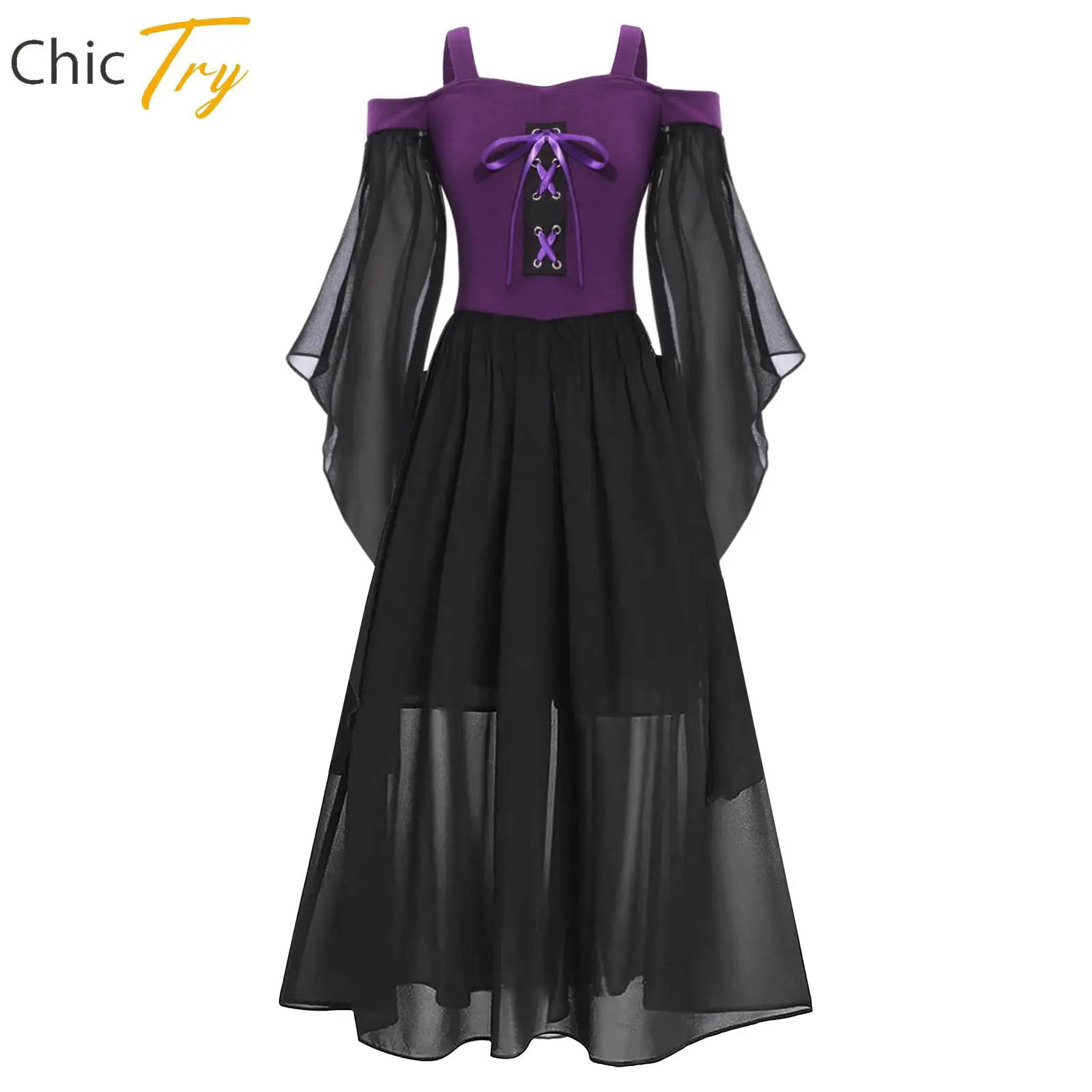 

Детское платье на Хэллоуин для девочек, средневековое готическое платье с рукавом-бабочкой и шнуровкой спереди, платье для косплея, костюм для выступления